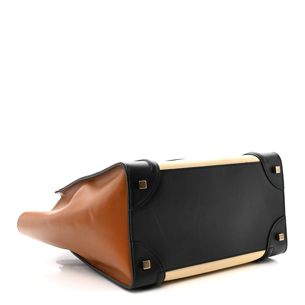 Satin Calfskin Mini Tri-Color Luggage Seashell