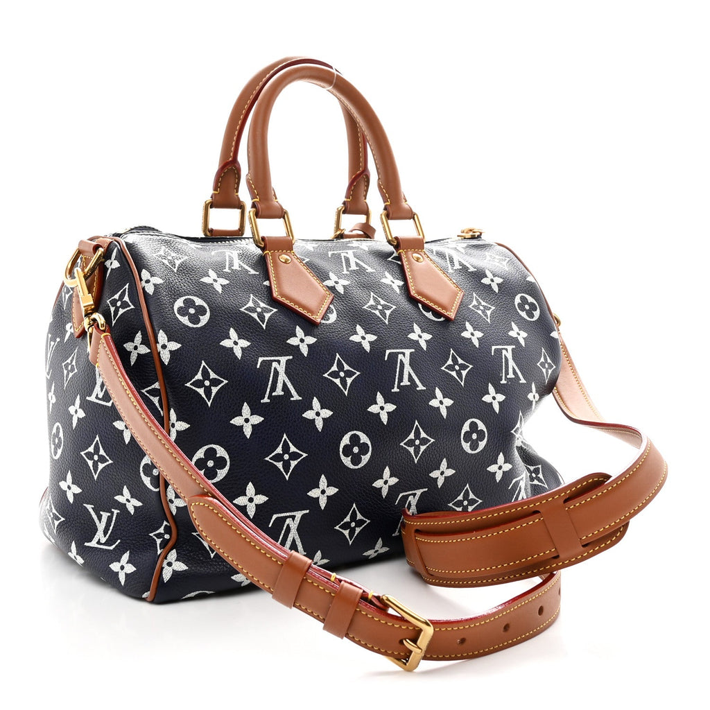Calfskin Monogram Speedy P9 Bandouliere 30 Indigo