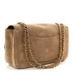 Suede Calfskin Small Souplissimo Maxi Flap Dark Beige