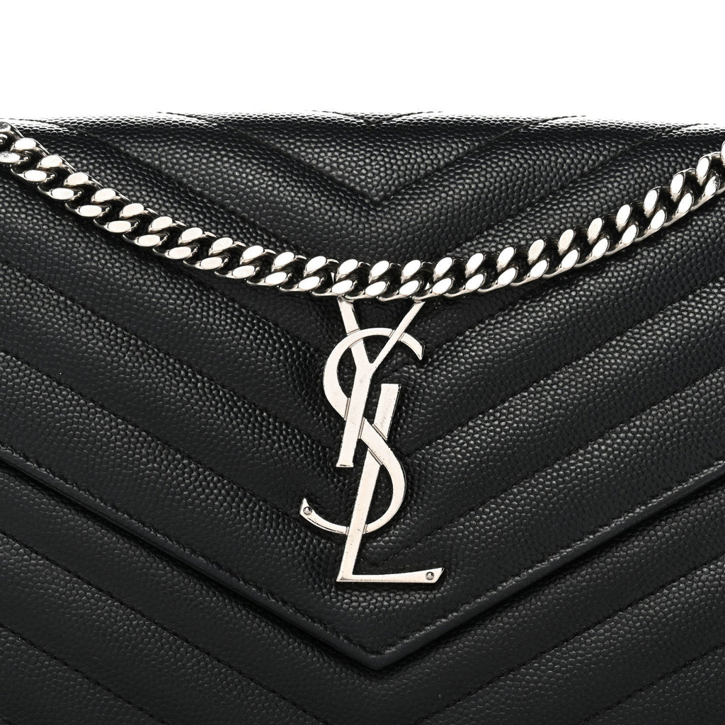 Grain De Poudre Matelasse Chevron Monogram Chain Wallet  Black