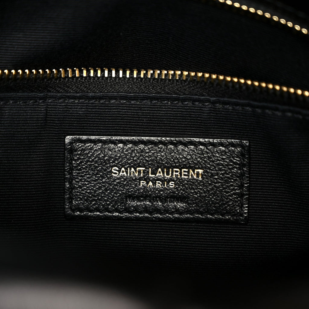 Lambskin Quilted Small Loulou Puffer Monogram Chain Satchel Black