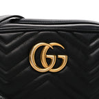 Calfskin Matelasse Small GG Marmont Chain Shoulder Bag Black