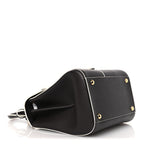 Grained Calfskin Bi-Color Brillant Mini Satchel Black