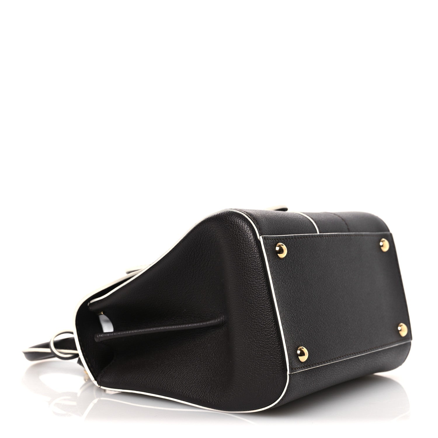 Grained Calfskin Bi-Color Brillant Mini Satchel Black