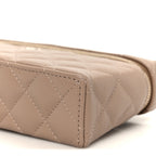 Caviar Quilted Top Handle Slim Vanity With Chain Dark Beige