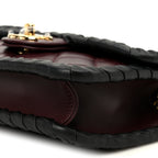 Lambskin Braided Calfskin Mini Flap Bag Dark Burgundy Black
