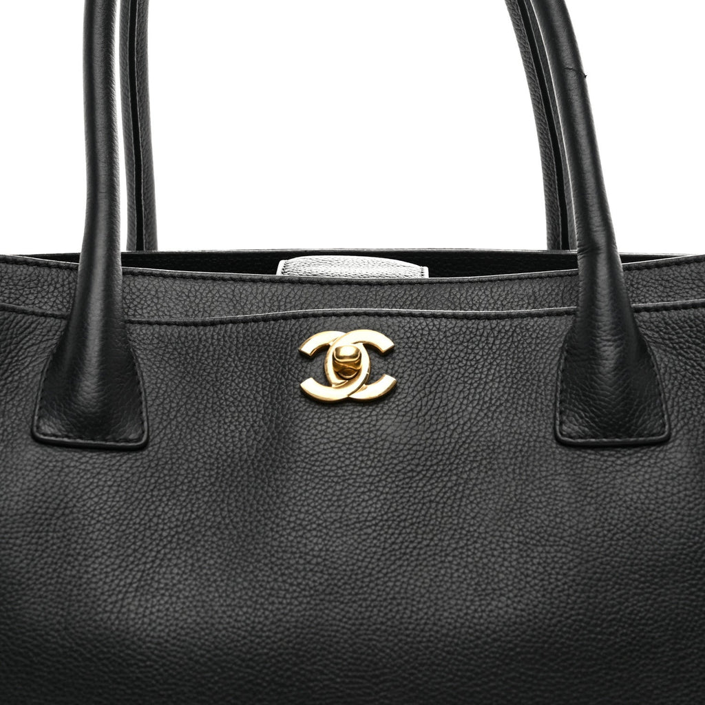 Calfskin Cerf Executive Shopper Tote Black
