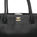 Calfskin Cerf Executive Shopper Tote Black