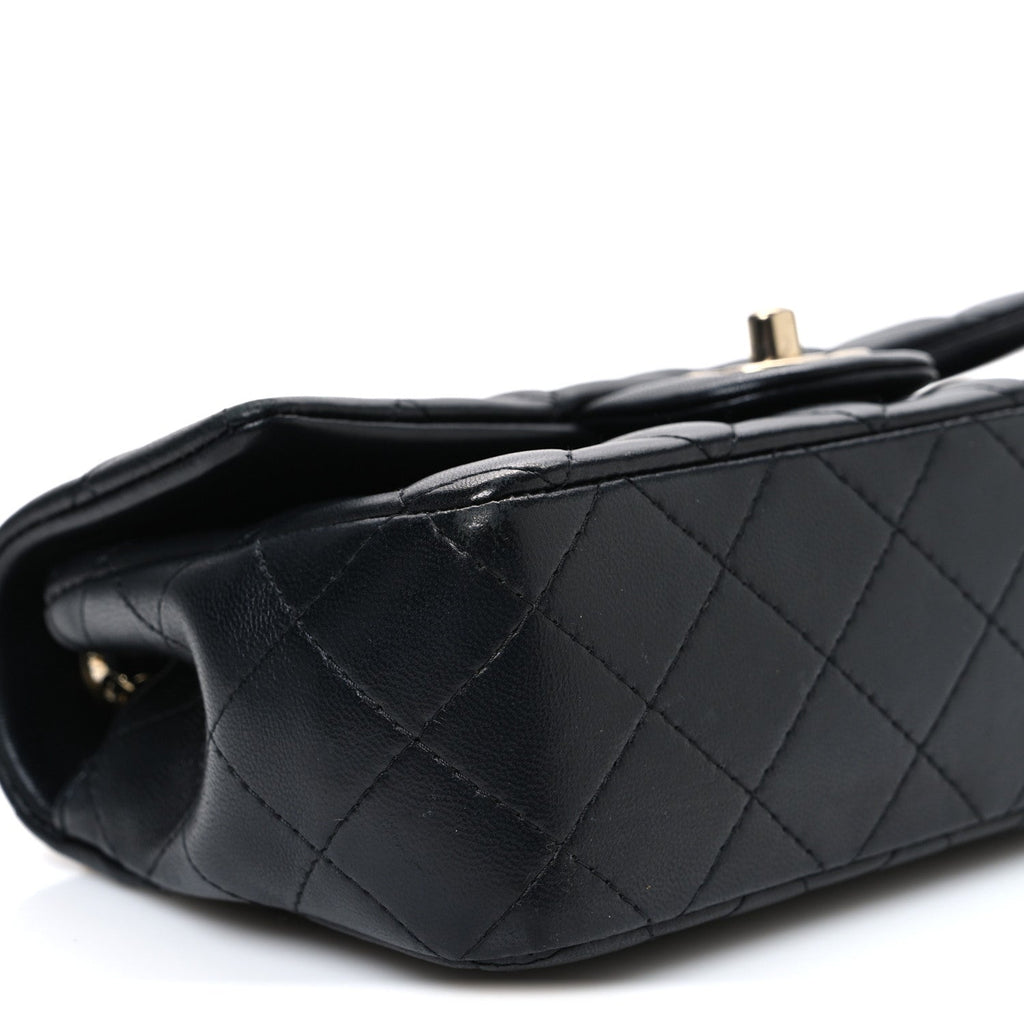 Lambskin Quilted Mini Rectangular Flap Black