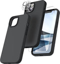 Entronix Bundle Compatible with iPhone 13 Mini - Liquid Silicone Case, 1 Clear Screen Protector & 1 Camera Lens Protector