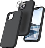 Entronix Bundle Compatible with iPhone 13 Mini - Liquid Silicone Case, 1 Clear Screen Protector & 1 Camera Lens Protector