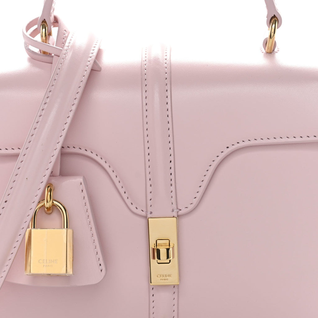 Satinated Calfskin Mini 16 Top Handle Bag Pastel Pink