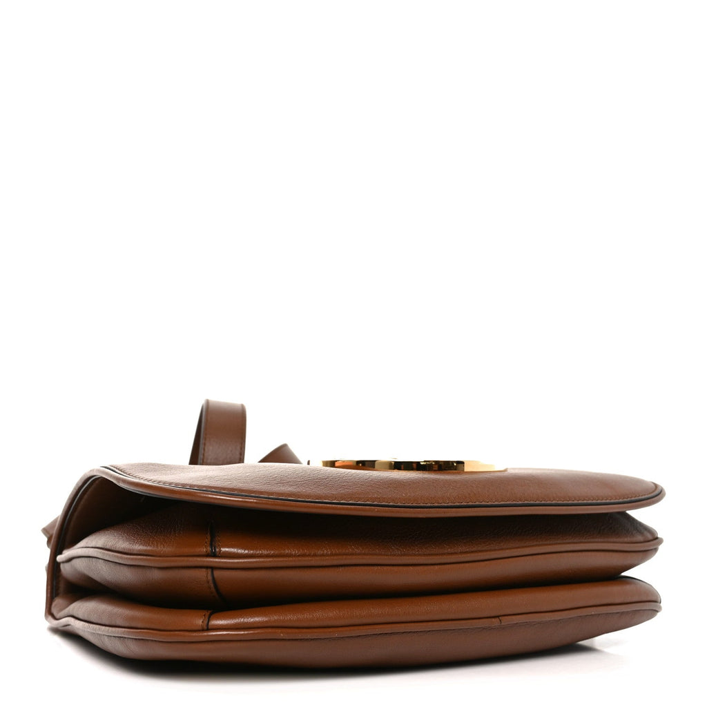 Roxy Calfskin Web Medium Blondie Shoulder Flap Bag Cuir