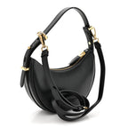 Soft Calfskin Mini Arque Shoulder Bag Black