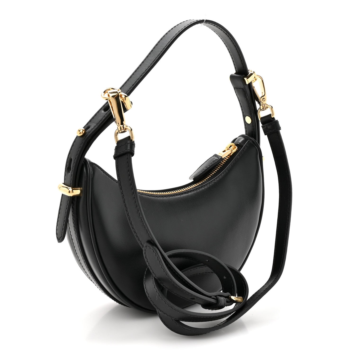 Soft Calfskin Mini Arque Shoulder Bag Black