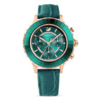 Swarovski Octea Lux Chrono Ladies Green Rose Gold Watch