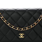 Lambskin Quilted Wallet On Chain WOC Black