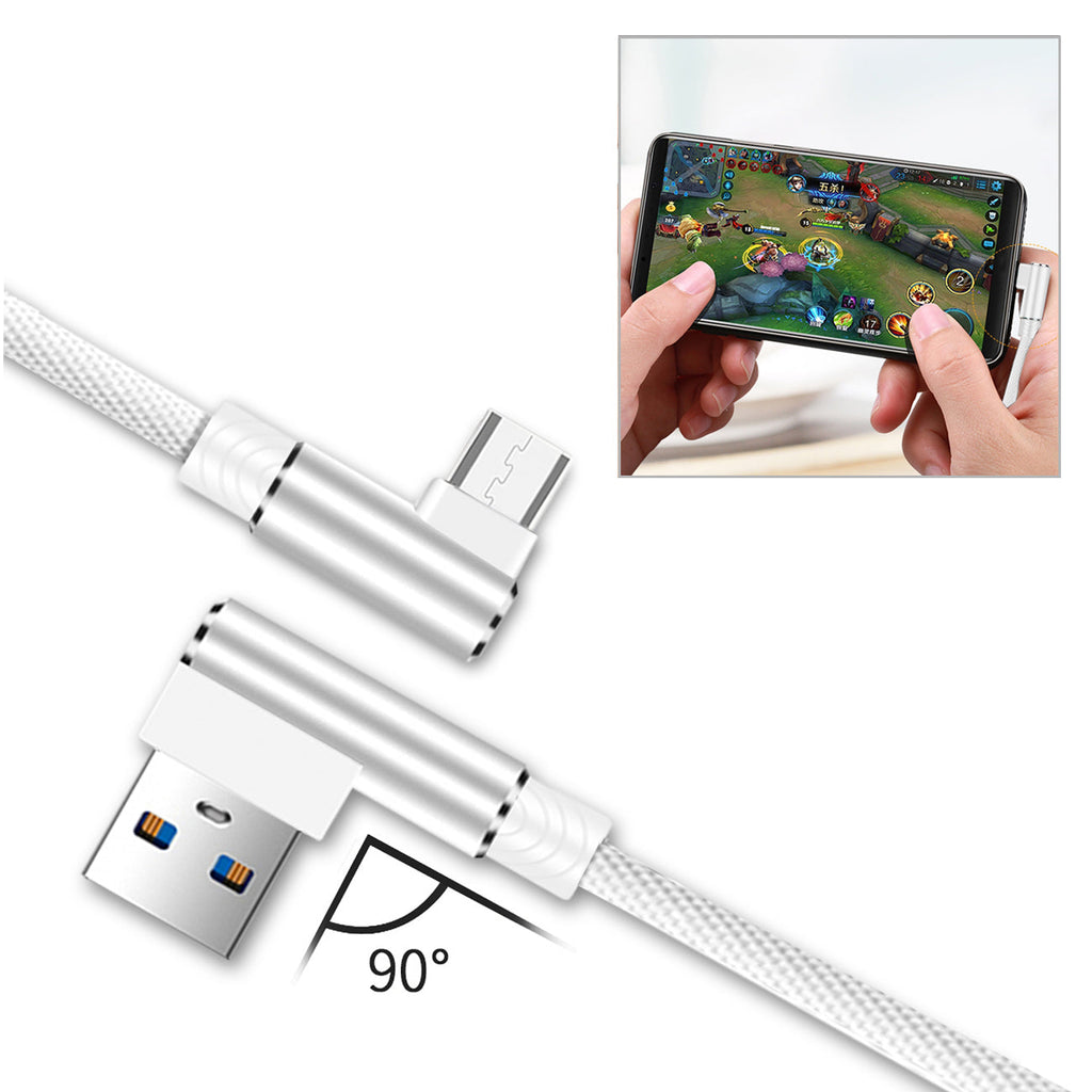 Reiko 3.3Ft Nylon Braided Material Micro Usb 2.0 Data Cable In White