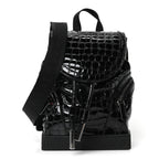 Calfskin Alligator Embossed Small Explorafunk Backpack Black