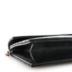 Grain De Poudre Matelasse Chevron Monogram Envelope Chain Wallet Black
