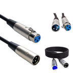 Microphone MIC 3-Pin Male To Female Cable Cord Connector Extension Shielded - 25 ft