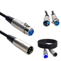 Microphone MIC 3-Pin Male To Female Cable Cord Connector Extension Shielded - 15ft