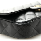 Caviar Quilted Flap Phone Holder With Chain Black