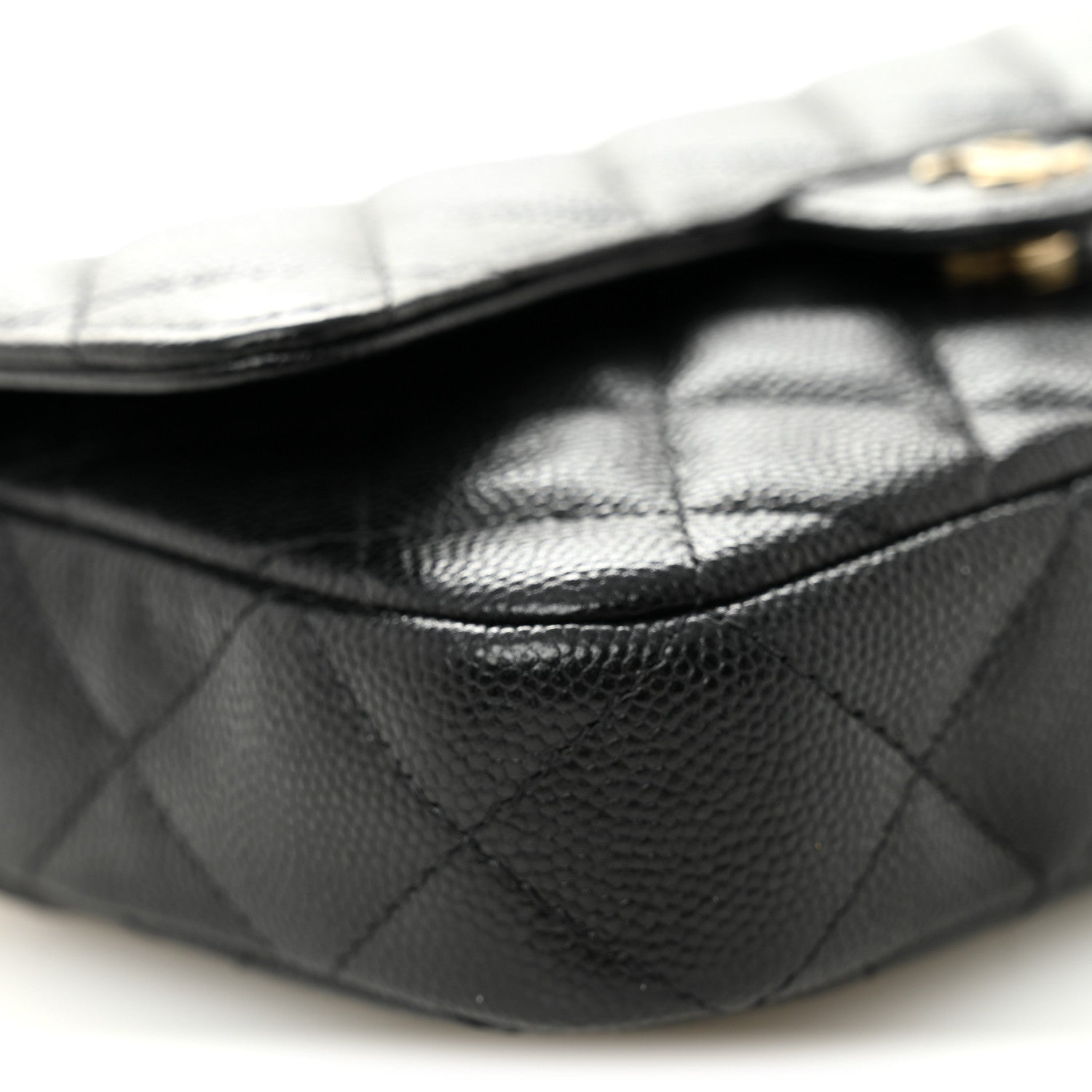 Caviar Quilted Flap Phone Holder With Chain Black