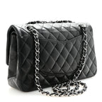 Lambskin Quilted Medium Double Flap Black