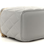 Lambskin Quilted Small Pearl Crush Vanity Case With Chain Grey