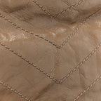 Crinkled Calfskin Matelasse Monogram Medium Niki Chain Satchel Light Taupe