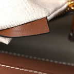 Canvas Smooth Calfskin Two Tone Mini Pocket Bag Natural Malt Brown