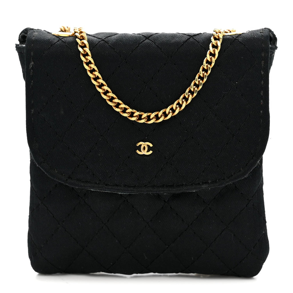 Jersey Quilted Micro Flap Bag Black