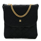 Jersey Quilted Micro Flap Bag Black