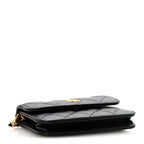 Lambskin Quilted Pearl Crush Flap With Chain Black
