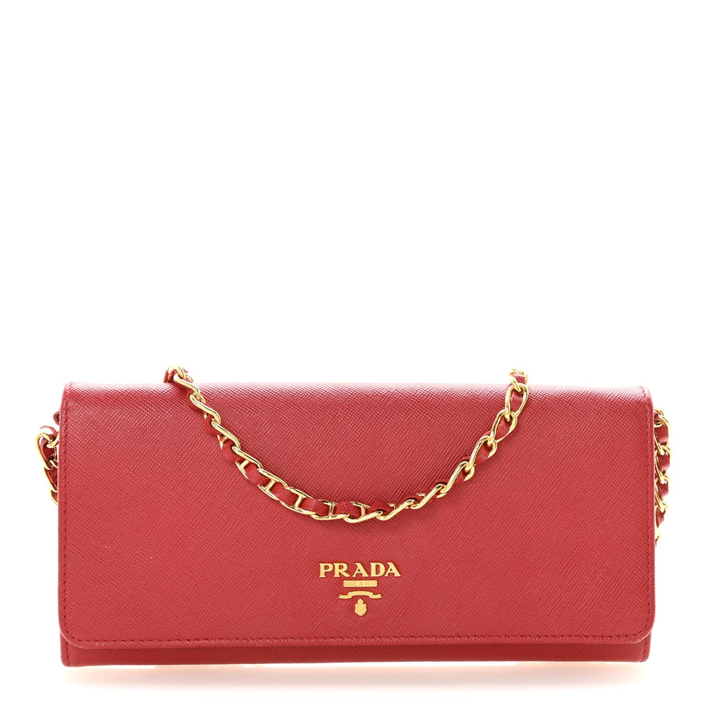 Saffiano Metal Oro Chain Wallet Fuoco