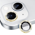 Diamond Camera Lens Protector, Diamond Tempered Glass Camera Cover Screen Protector For Iphone 14 / Iphone 14 Plus In Gold