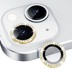 Diamond Camera Lens Protector, Diamond Tempered Glass Camera Cover Screen Protector For Iphone 14 / Iphone 14 Plus In Gold