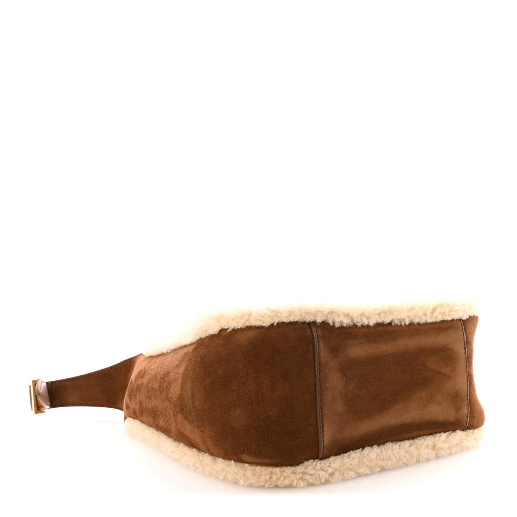 Suede Shearling Small Le 5 A 7 Soft Hobo Dark Sigaro Natural Beige