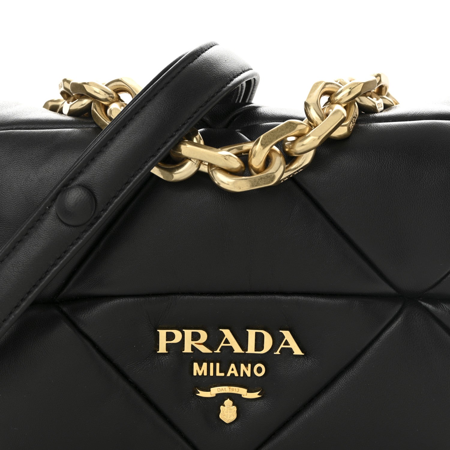 Nappa Metal Quilted Small Patchwork System Flap Bag Black
