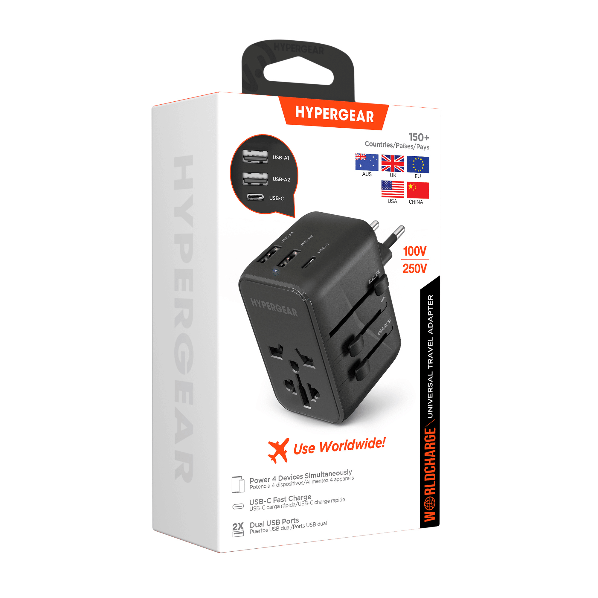 WorldCharge Universal Travel Adapter with USB-C