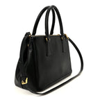 Saffiano Small Galleria Double Zip Tote Black