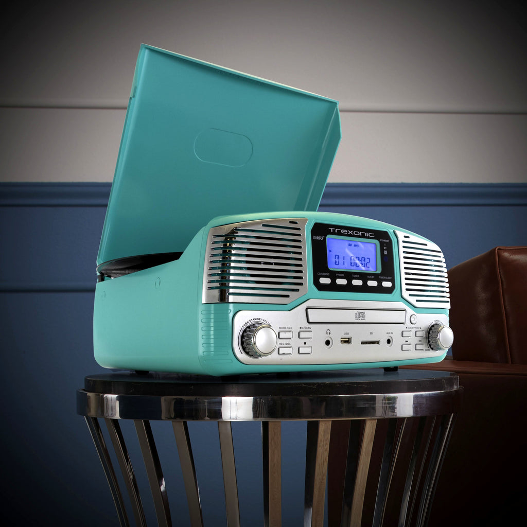 Retro Wireless Bluetooth, Record and CD Player