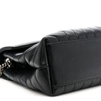 Calfskin Y Quilted Monogram Medium Loulou Chain Satchel Black