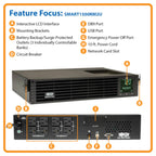 1500VA 1350W 2U 120V 8 Outlet UPS