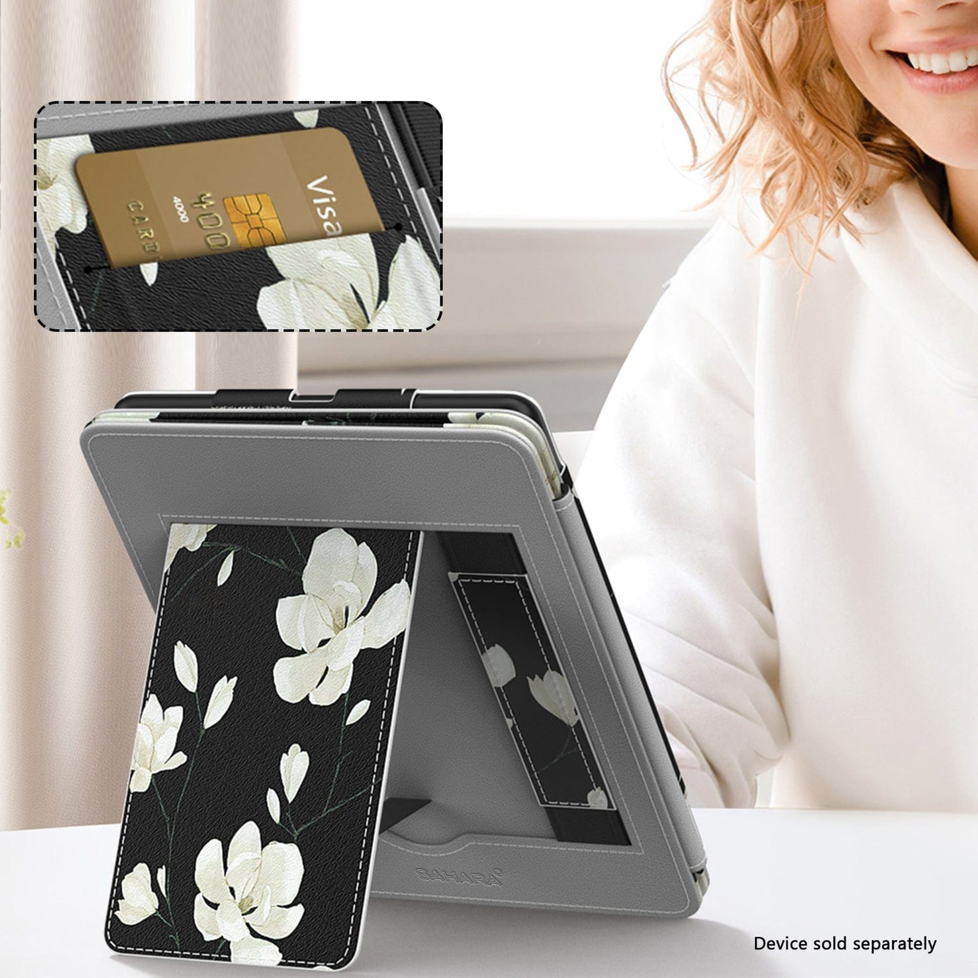 SAHARA - Indy Series Hand Strap Folio Case for Amazon Kindle Paperwhite (2024) and Colorsoft - Desert Flower