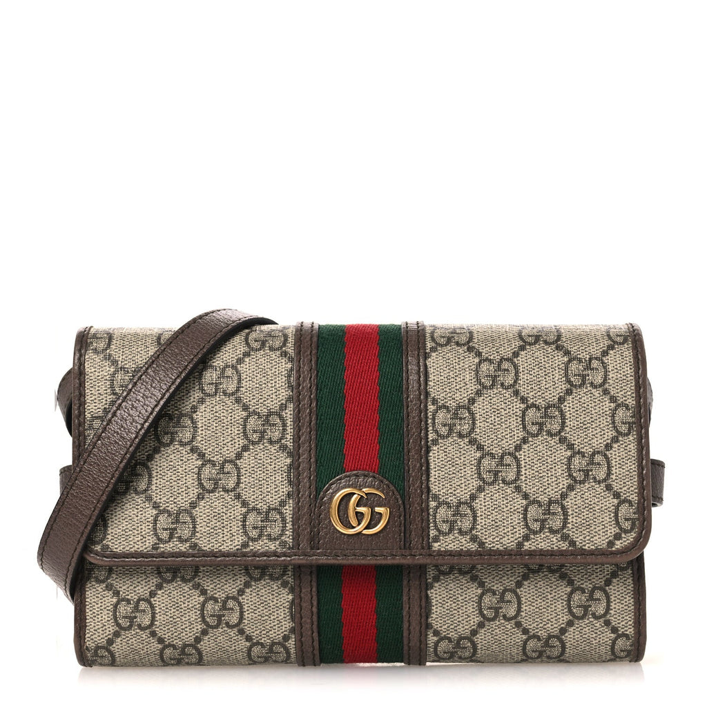 GG Supreme Monogram Web Ophidia Crossbody Wallet Beige New Acero