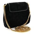 Suede Crystal 1973 Small Chain Shoulder Bag Black