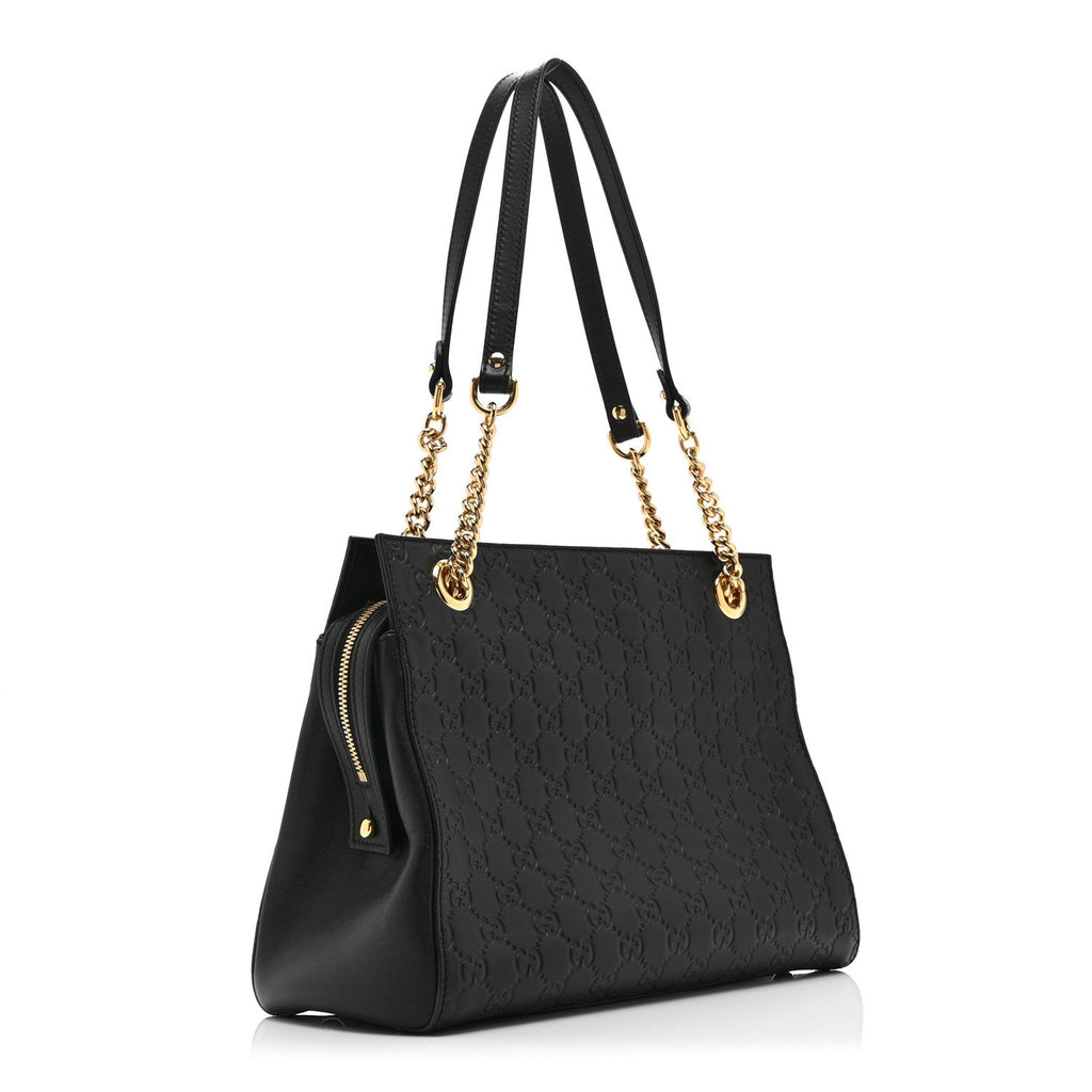 Guccissima Signature Medium Shoulder Tote Bag Black