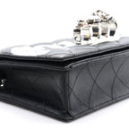 Calfskin Quilted Graffiti Knuckle Shoulder Bag Black